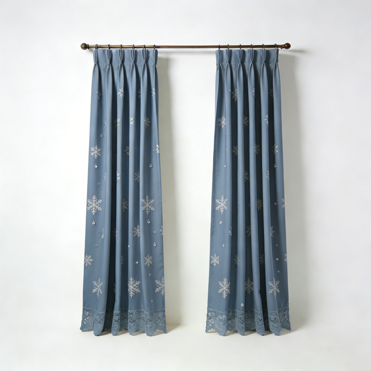 Blue Snowflake Lace Curtains