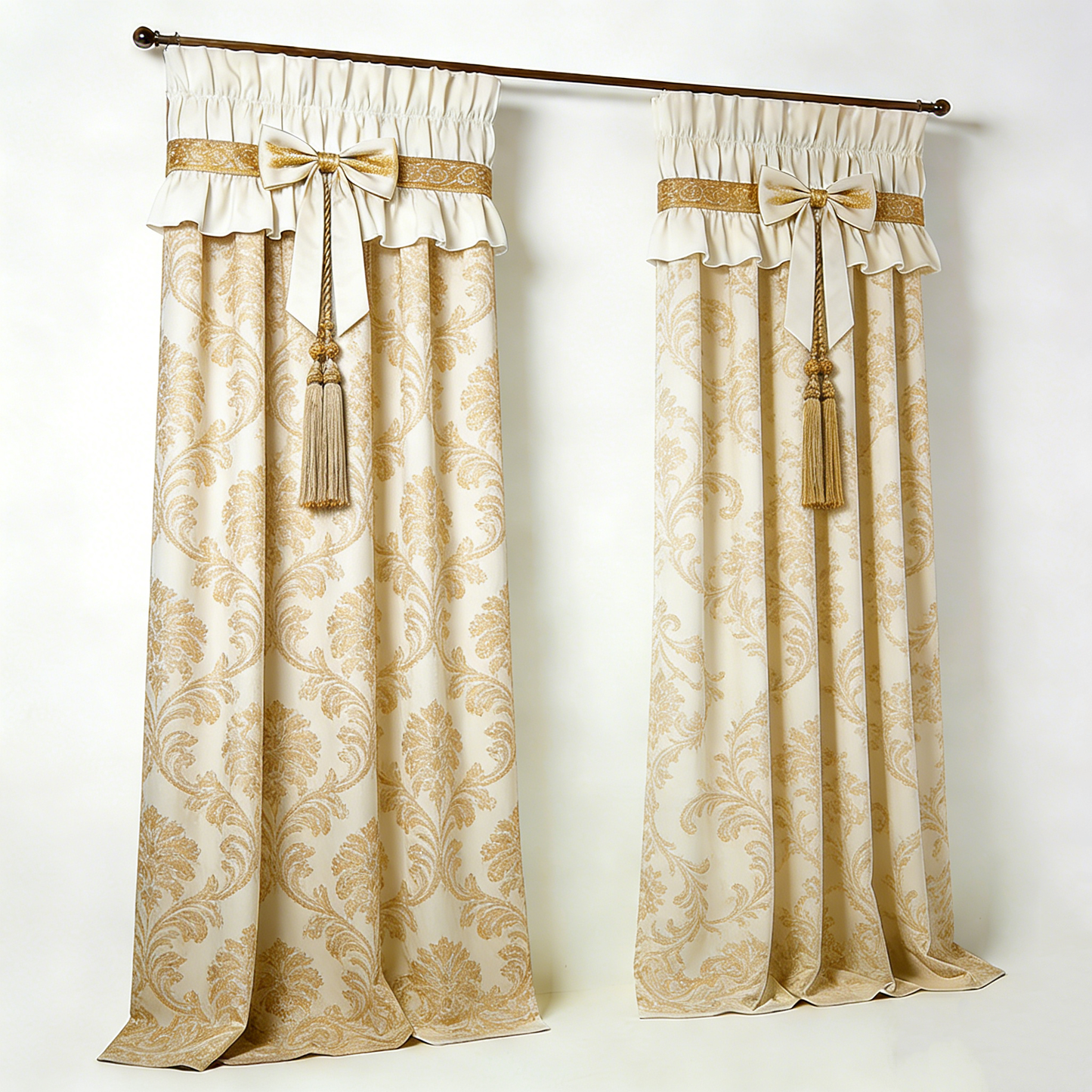 Gold Floral Tassel Curtains