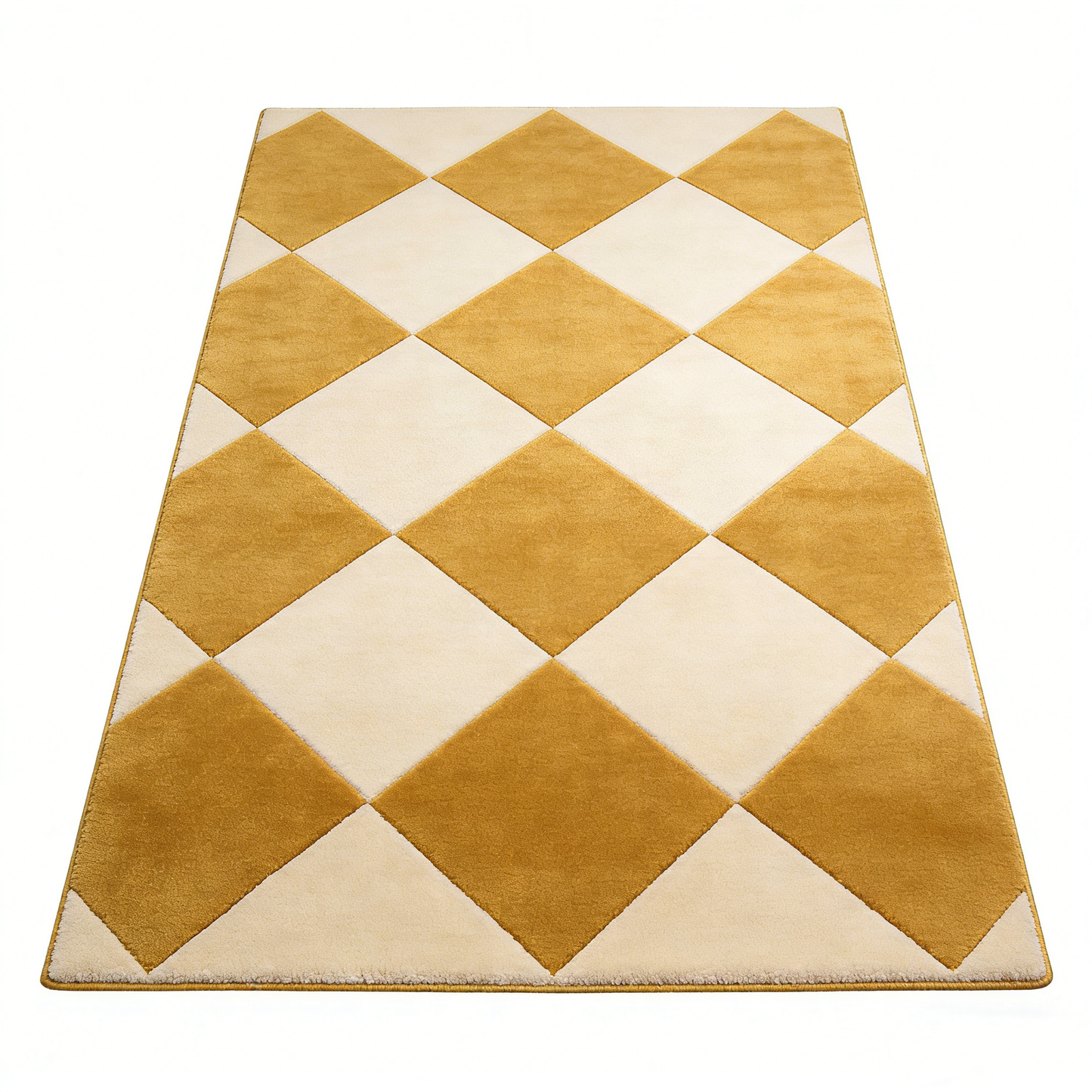 Golden Diamond Checker Rug