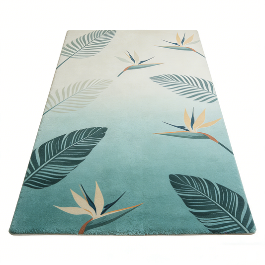 Teal Bird of Paradise Rug