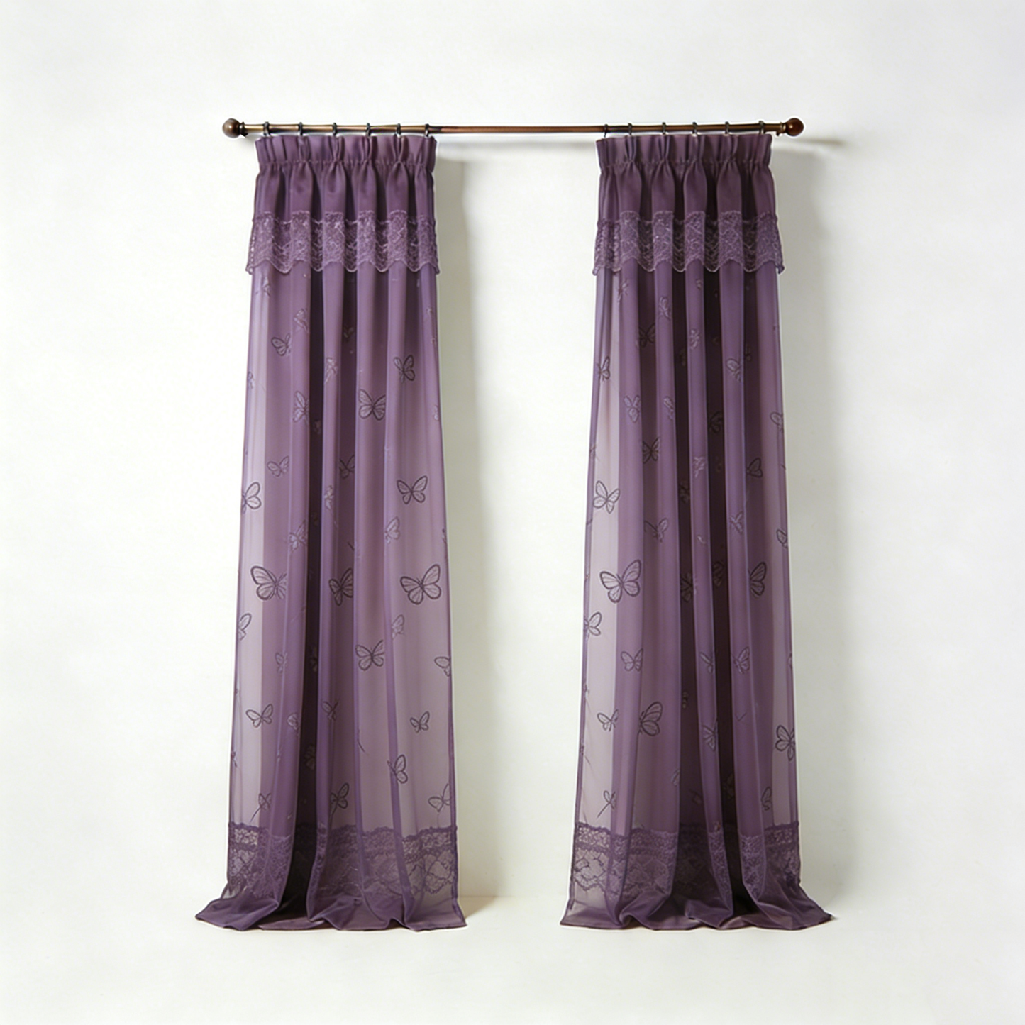 Purple Butterfly Sheer Curtains