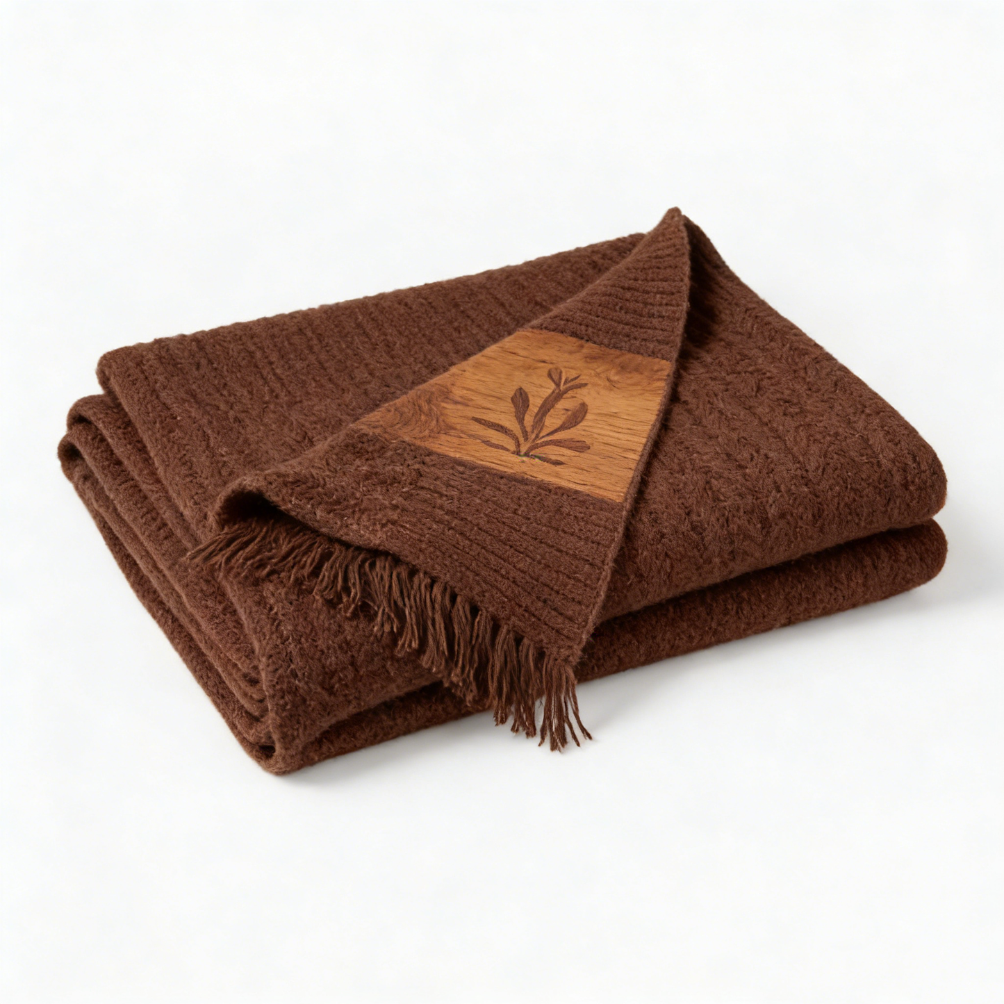 Chocolate Wood Patch Fringe Towel