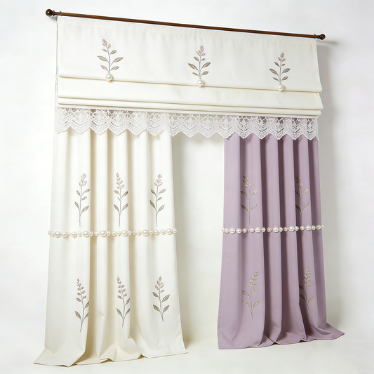Lace Pearl Embroidered Curtains