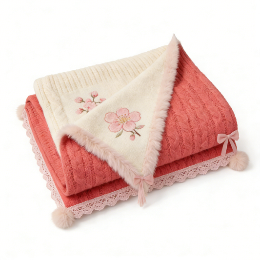 Cherry Blossom Faux Fur Towel