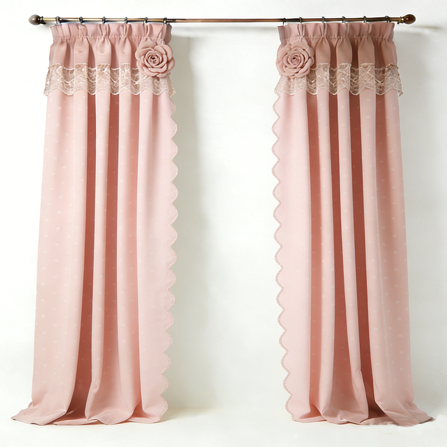 Blush Rose Scallop Curtains