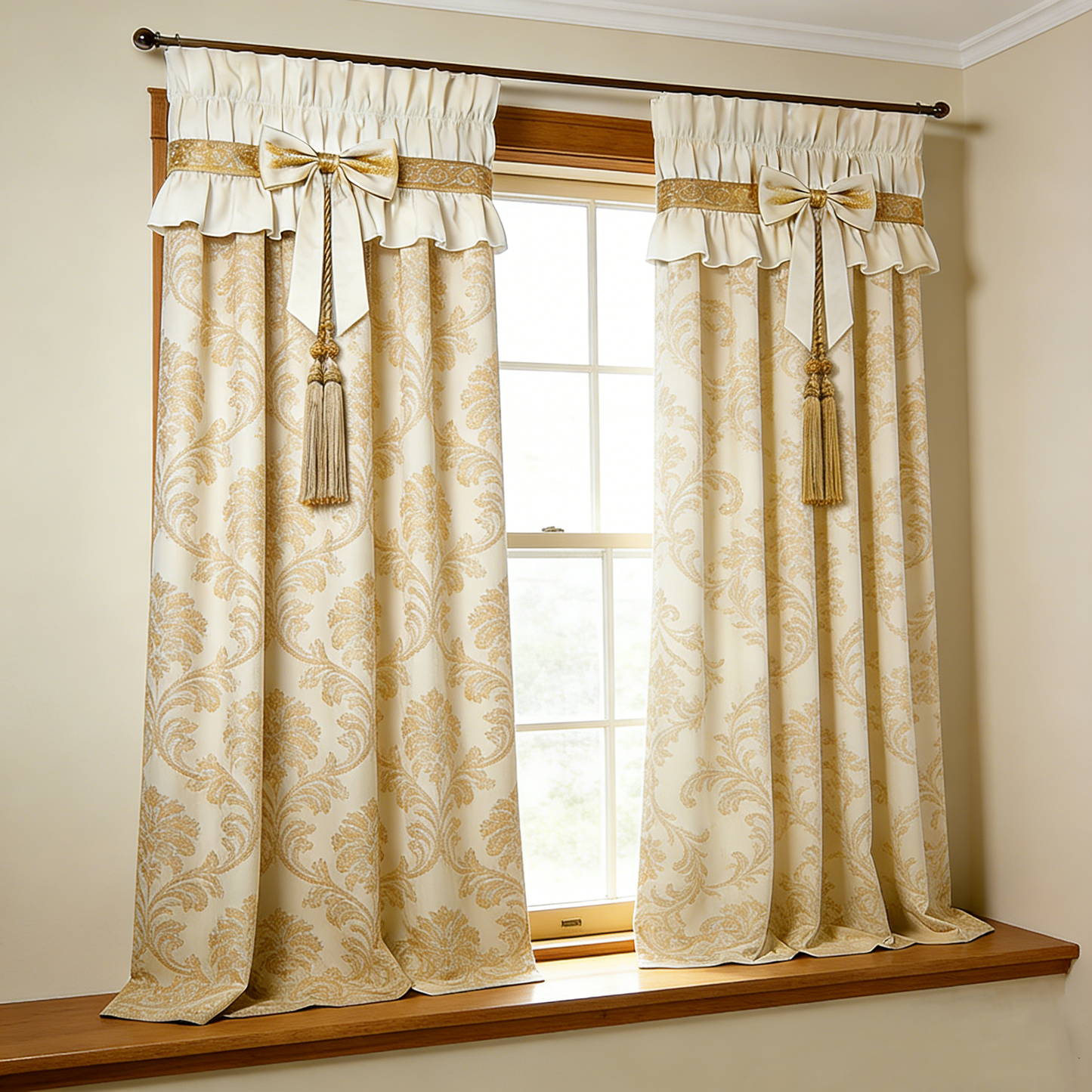 Gold Floral Tassel Curtains