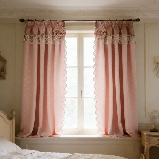 Blush Rose Scallop Curtains
