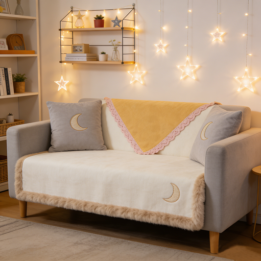 Moon Pattern Faux Fur Towel