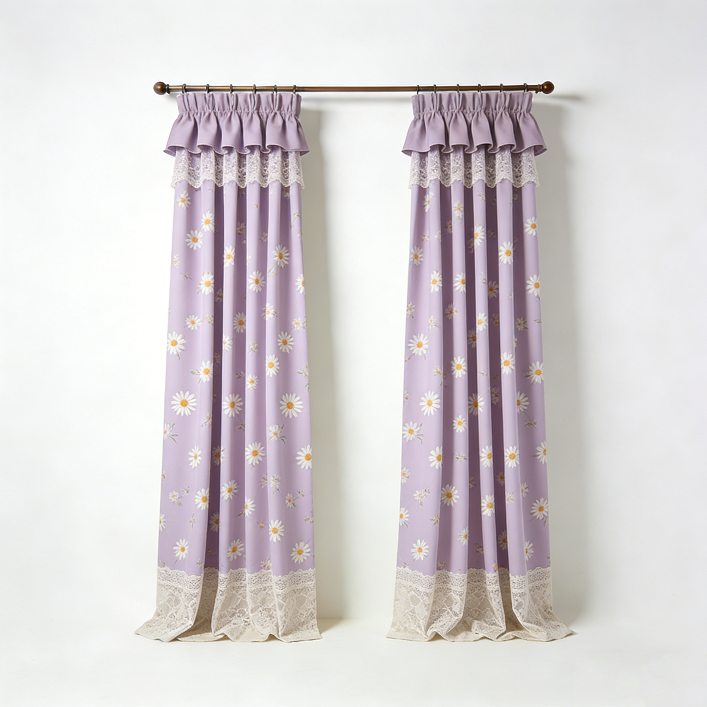 Purple Daisy Lace Curtains