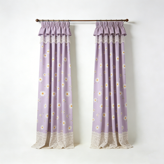 Purple Daisy Lace Curtains