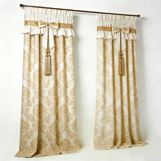 Gold Floral Tassel Curtains