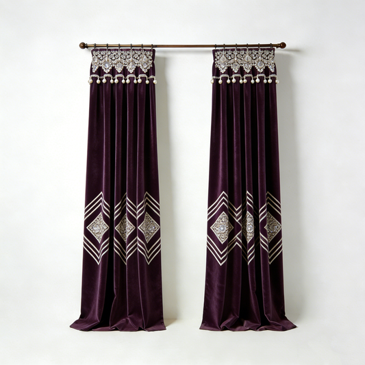 Purple Velvet Diamond Curtains