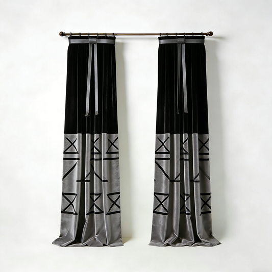 Black & Grey Geometric Curtains