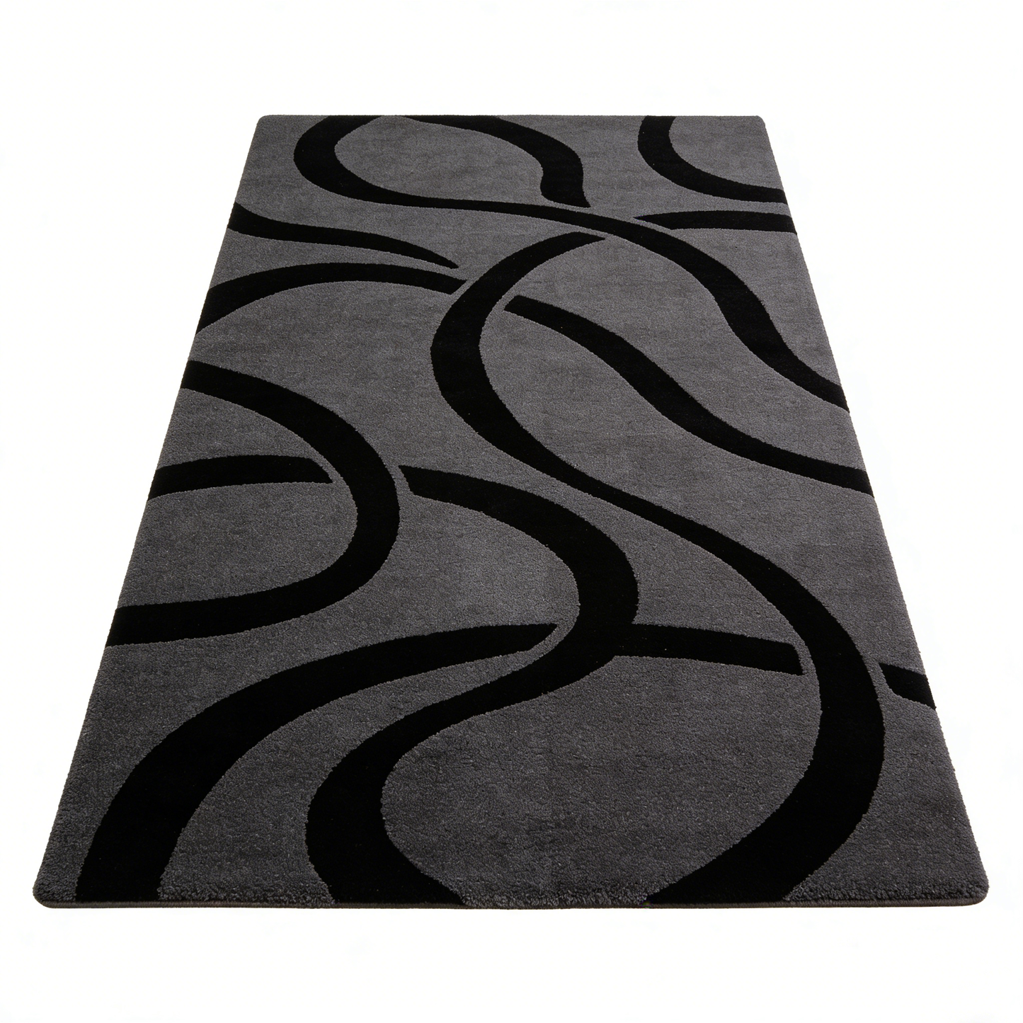 Grey Abstract Swirl Runner Rug
