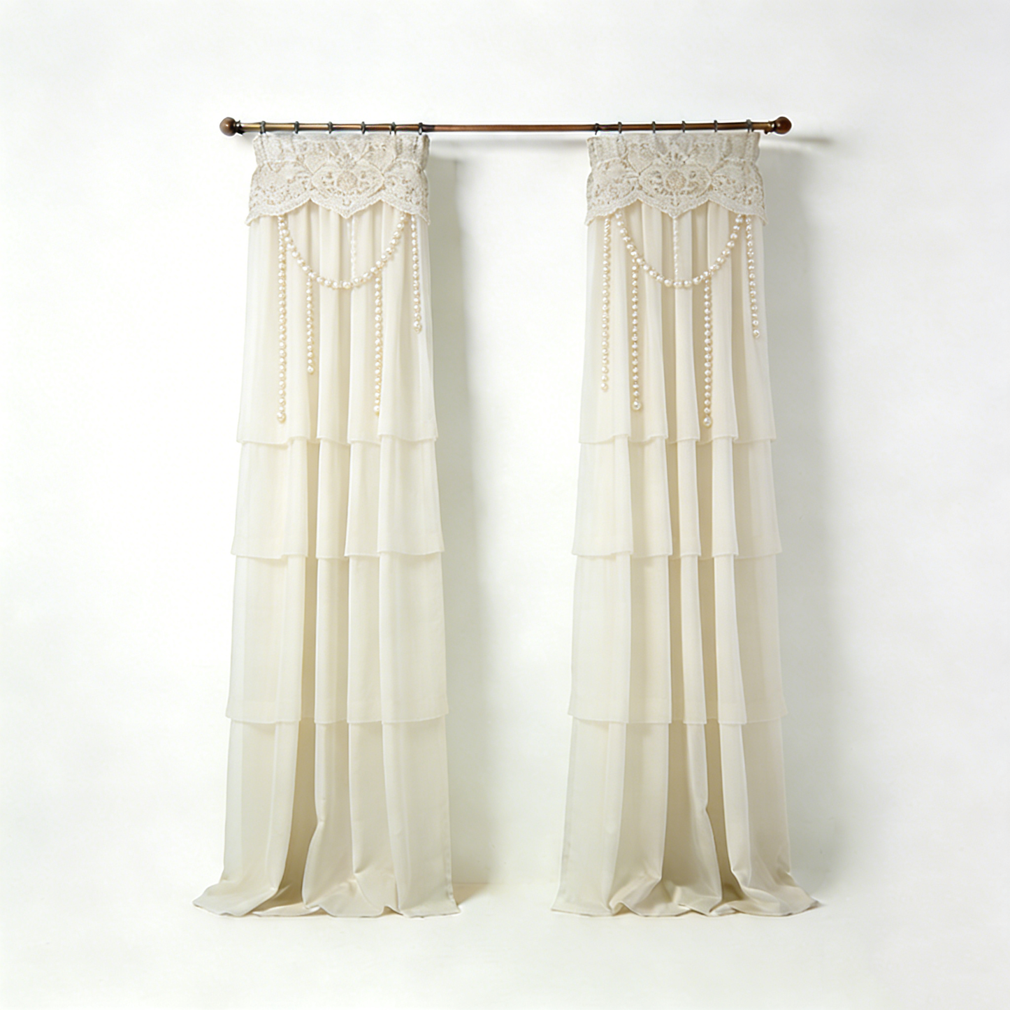 Ivory Pearl Tiered Curtains