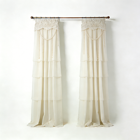 Ivory Pearl Tiered Curtains