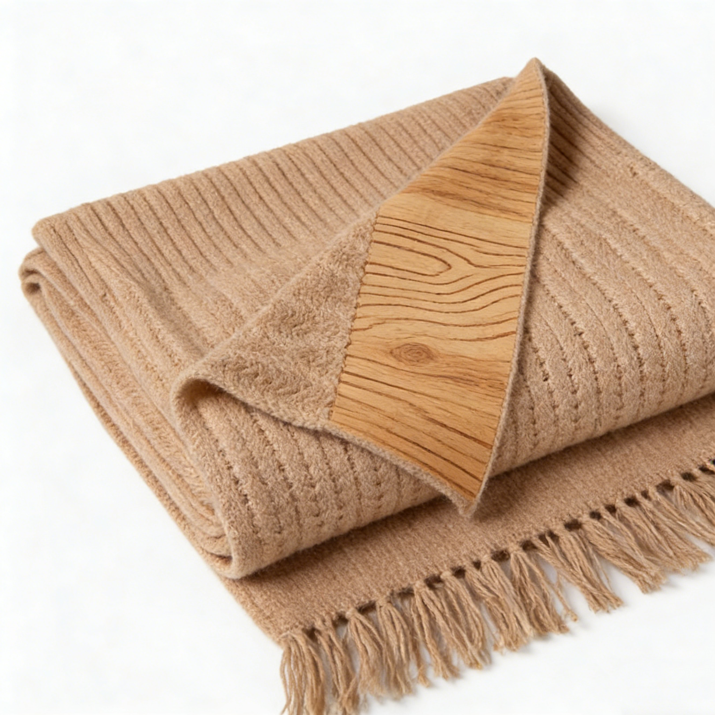 Taupe Wood Grain Fringe Towel