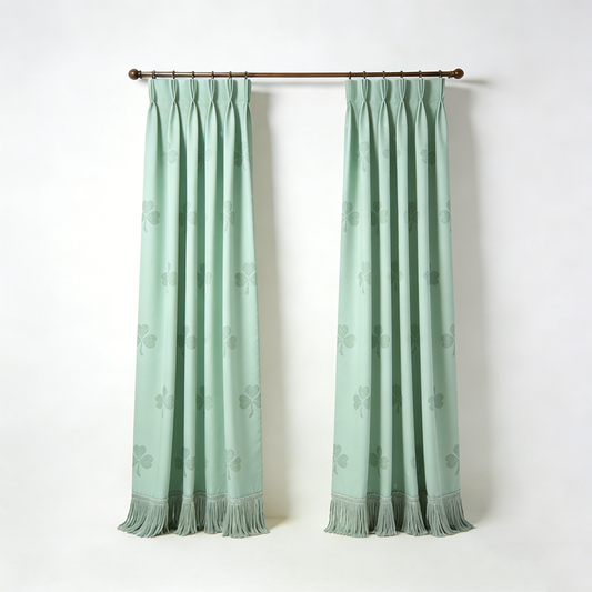 Mint Clover Fringe Curtains