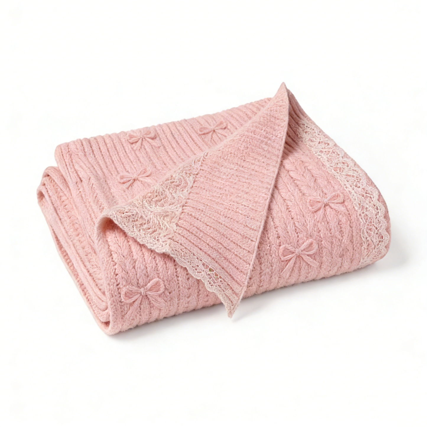 Pink Floral Knit Sofa Towel