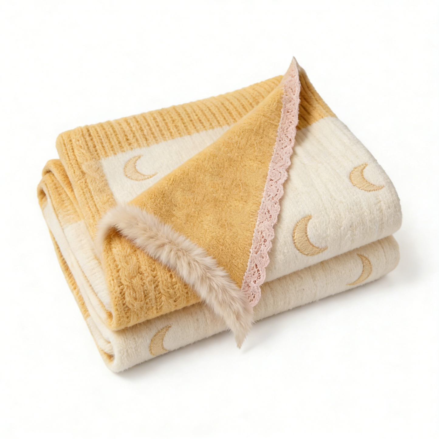 Moon Pattern Faux Fur Towel