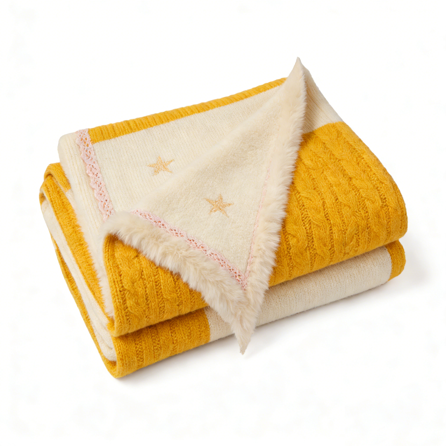 Star Embroidered Faux Fur Towel