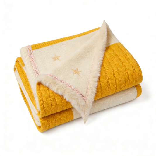 Star Embroidered Faux Fur Towel